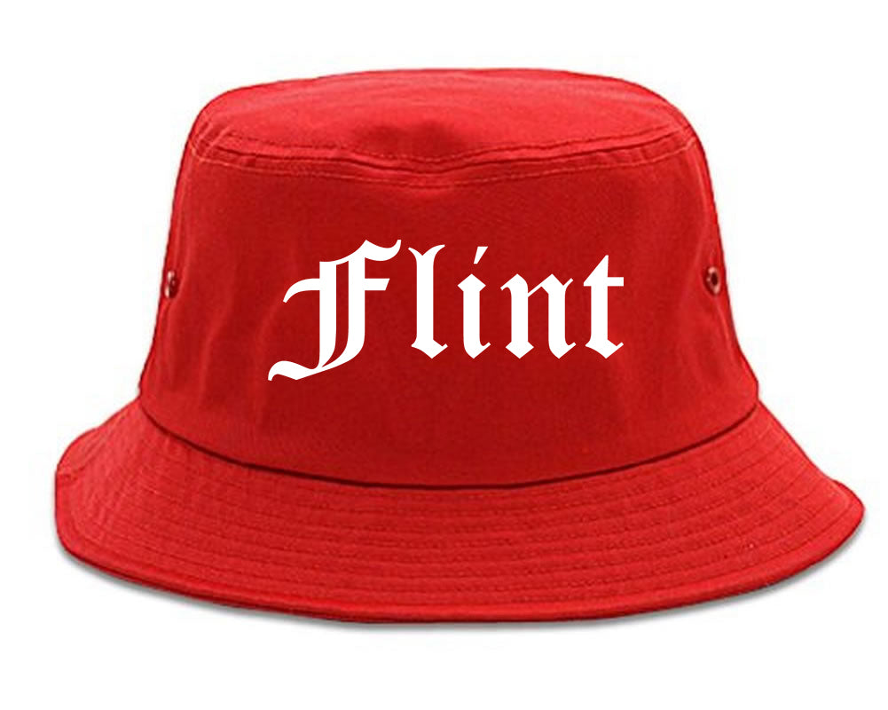 Flint Michigan MI Old English Mens Bucket Hat Red