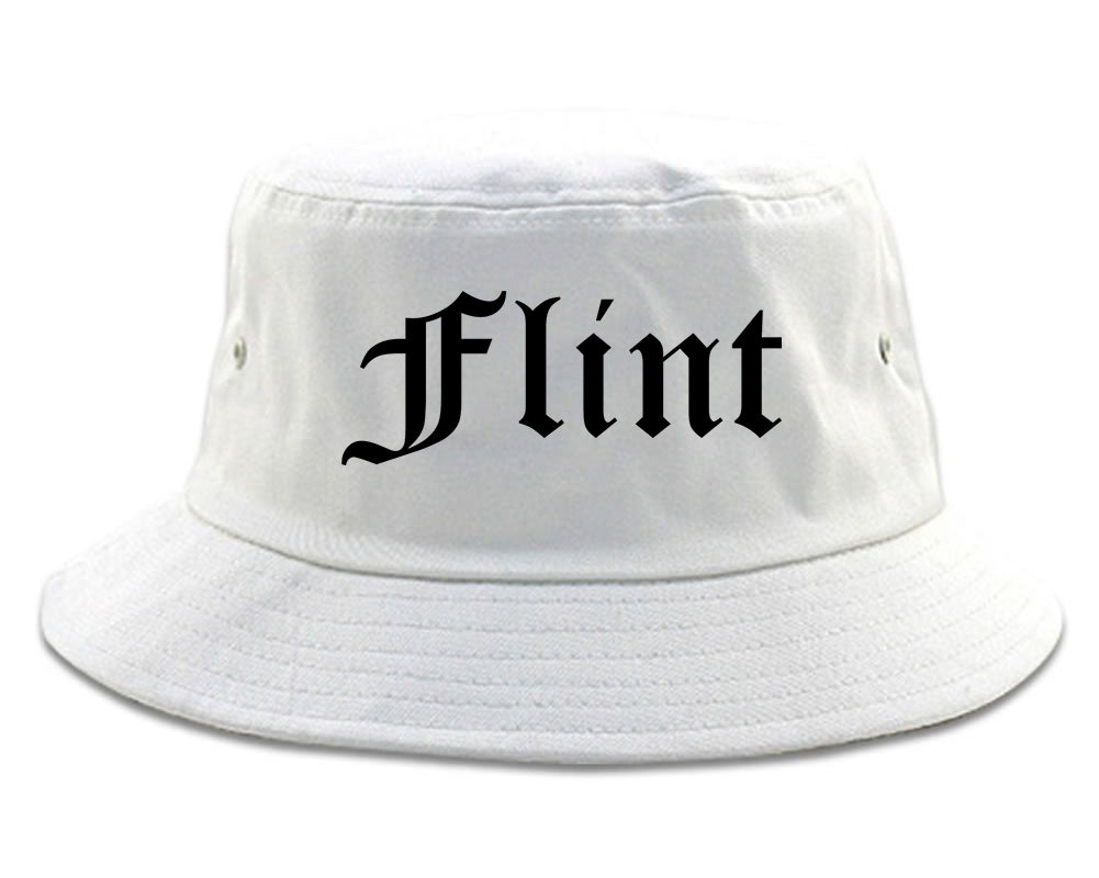 Flint Michigan MI Old English Mens Bucket Hat White