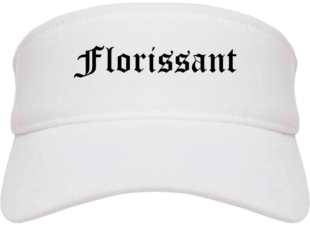 Florissant Missouri MO Old English Mens Visor Cap Hat White