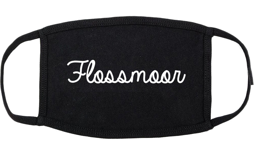 Flossmoor Illinois IL Script Cotton Face Mask Black
