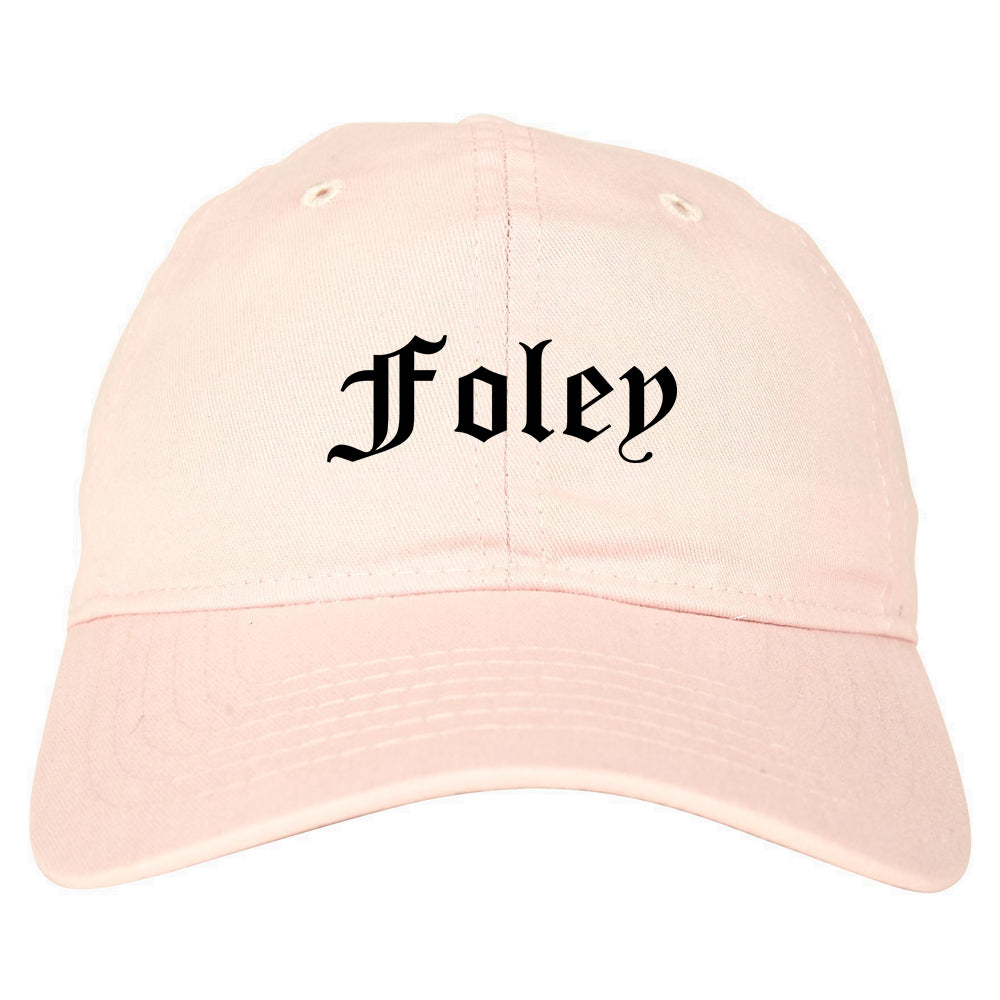 Foley Alabama AL Old English Mens Dad Hat Baseball Cap Pink