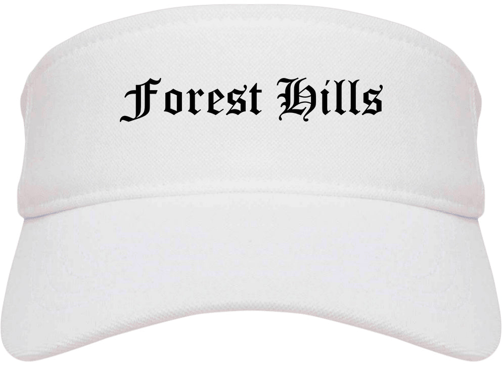 Forest Hills Pennsylvania PA Old English Mens Visor Cap Hat White