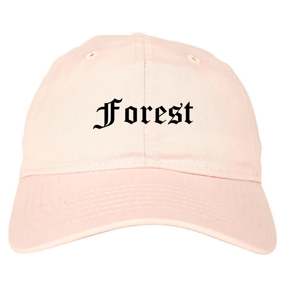 Forest Mississippi MS Old English Mens Dad Hat Baseball Cap Pink
