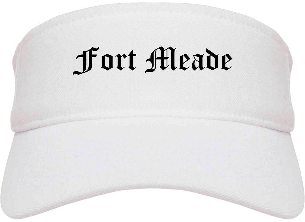 Fort Meade Florida FL Old English Mens Visor Cap Hat White