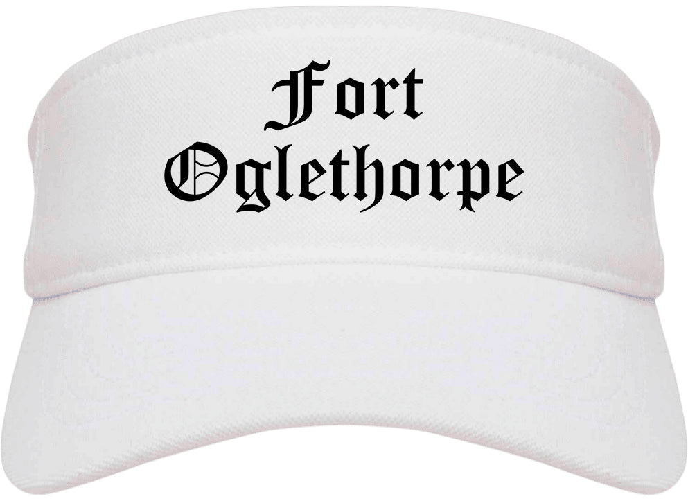 Fort Oglethorpe Georgia GA Old English Mens Visor Cap Hat White