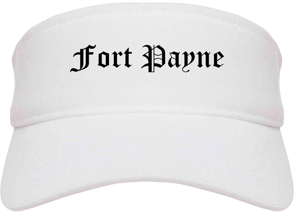Fort Payne Alabama AL Old English Mens Visor Cap Hat White
