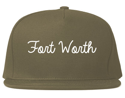 Fort Worth Texas TX Script Mens Snapback Hat Grey
