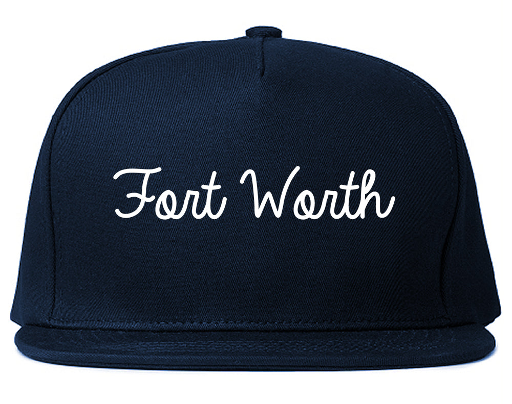 Fort Worth Texas TX Script Mens Snapback Hat Navy Blue