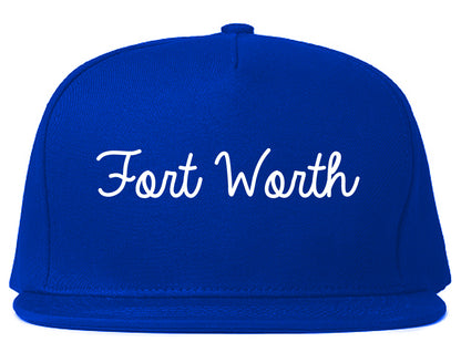 Fort Worth Texas TX Script Mens Snapback Hat Royal Blue