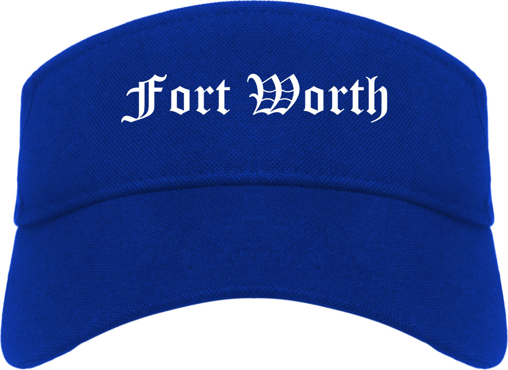 Fort Worth Texas TX Old English Mens Visor Cap Hat Royal Blue