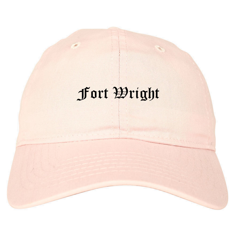 Fort Wright Kentucky KY Old English Mens Dad Hat Baseball Cap Pink