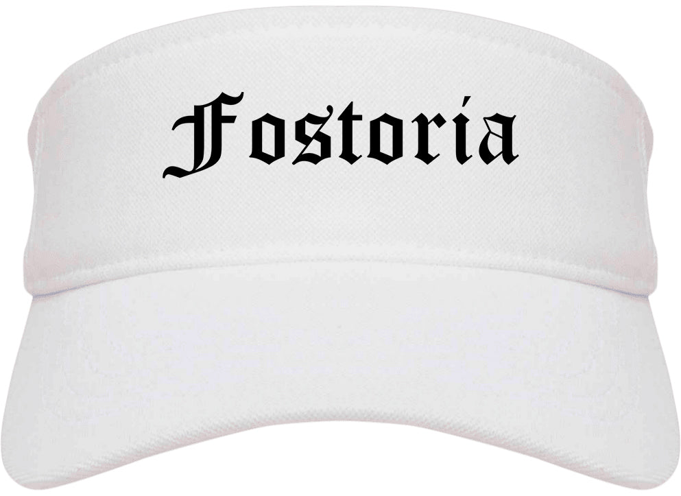 Fostoria Ohio OH Old English Mens Visor Cap Hat White