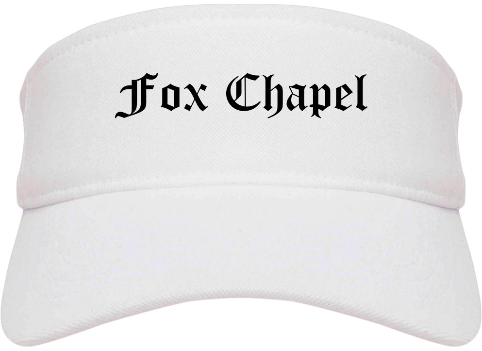 Fox Chapel Pennsylvania PA Old English Mens Visor Cap Hat White