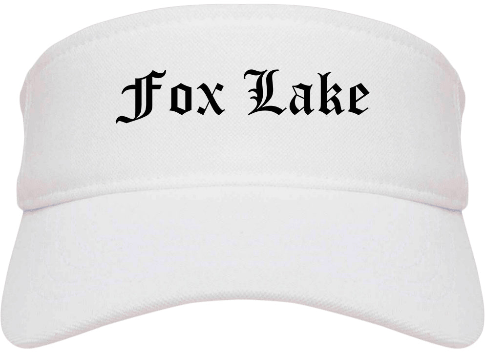 Fox Lake Illinois IL Old English Mens Visor Cap Hat White