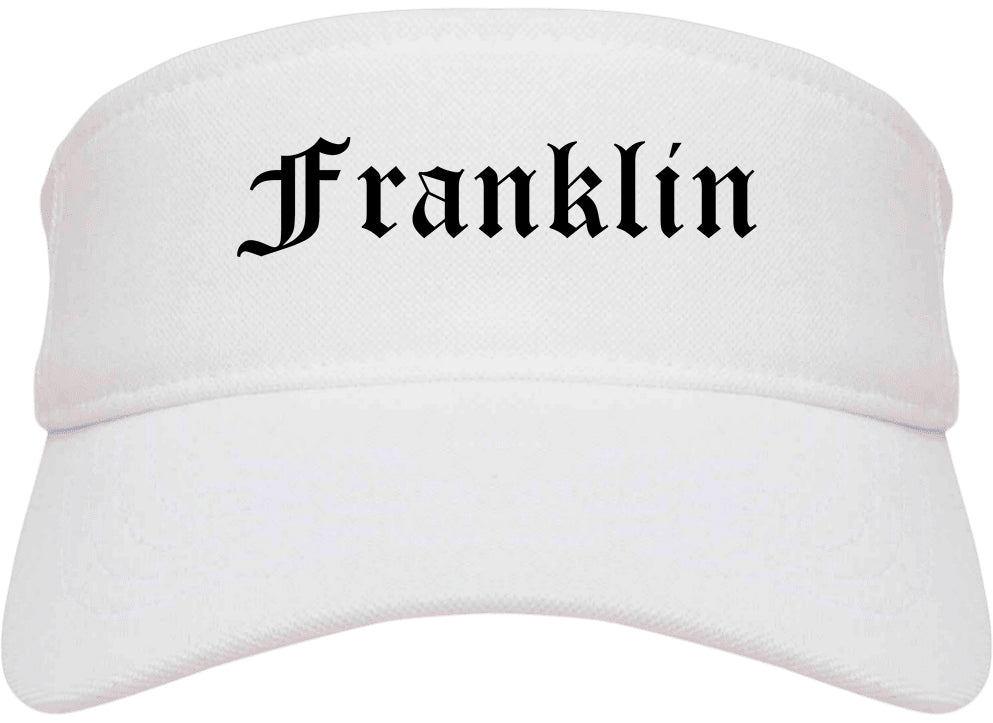 Franklin Indiana IN Old English Mens Visor Cap Hat White