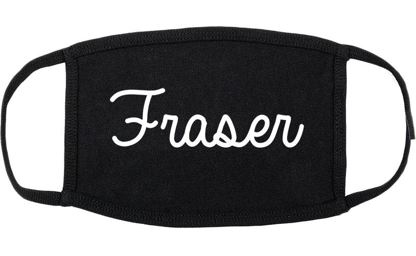 Fraser Michigan MI Script Cotton Face Mask Black