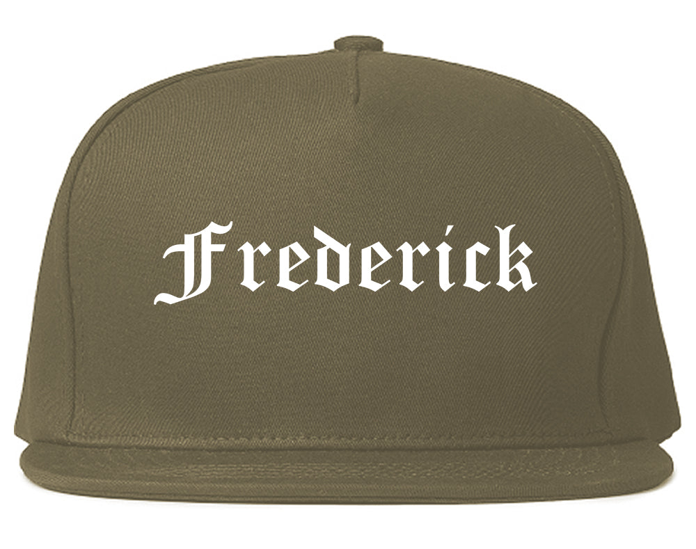 Frederick Maryland MD Old English Mens Snapback Hat Grey