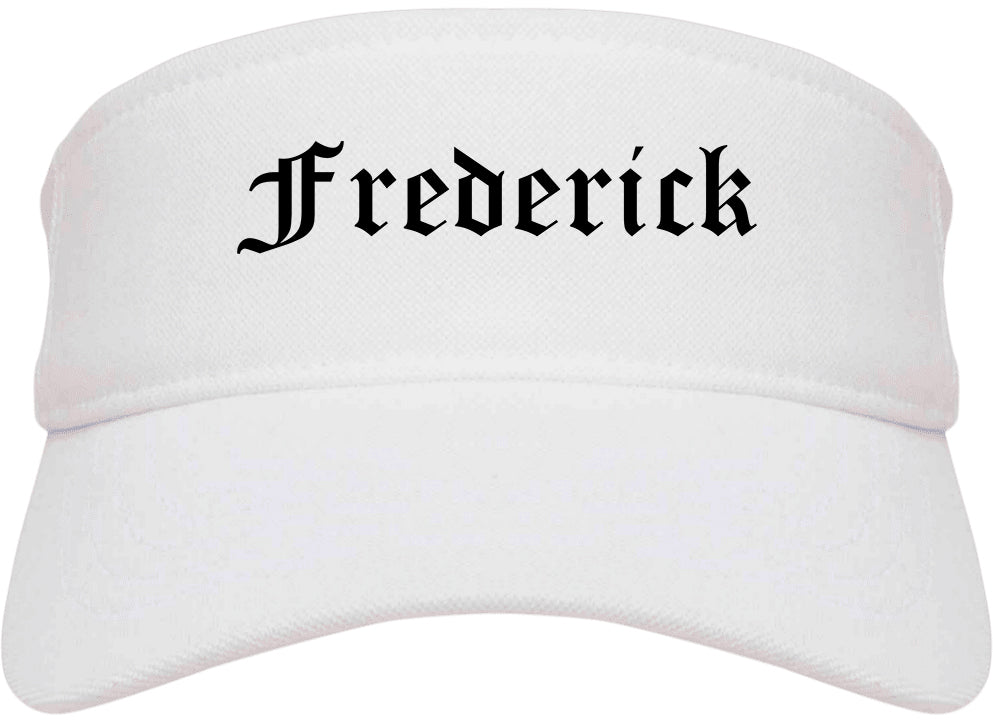 Frederick Maryland MD Old English Mens Visor Cap Hat White