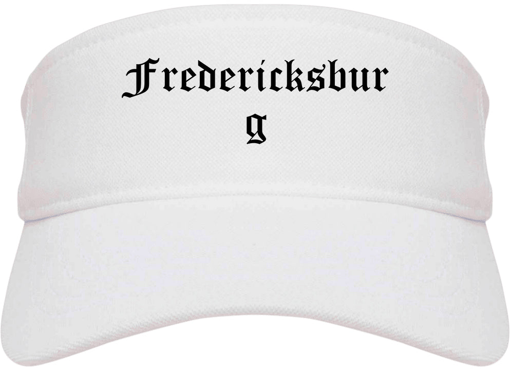 Fredericksburg Texas TX Old English Mens Visor Cap Hat White