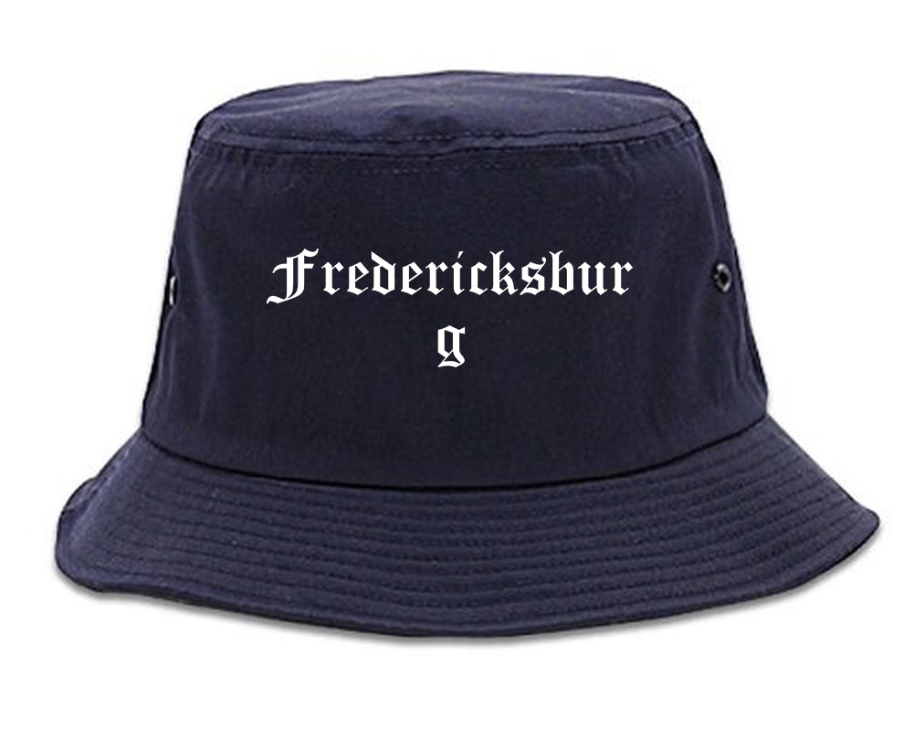 Fredericksburg Virginia VA Old English Mens Bucket Hat Navy Blue