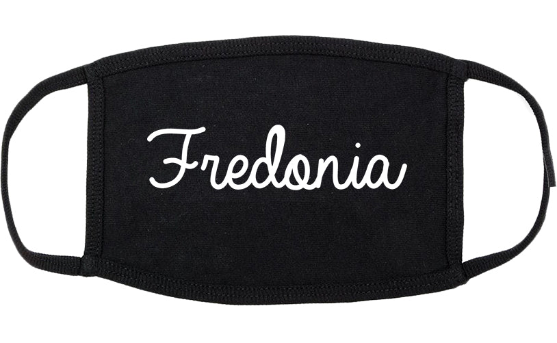 Fredonia New York NY Script Cotton Face Mask Black