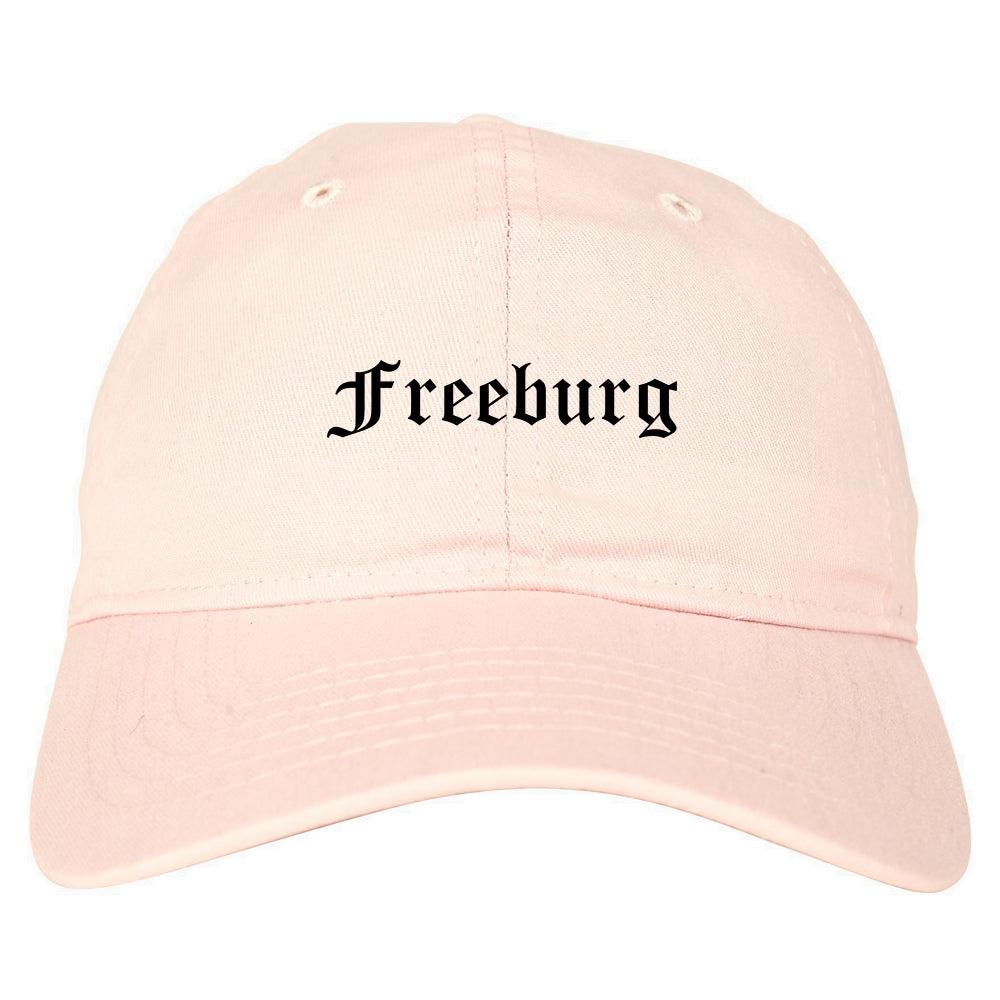 Freeburg Illinois IL Old English Mens Dad Hat Baseball Cap Pink