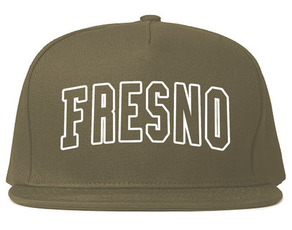Fresno California Outline Mens Snapback Hat Grey