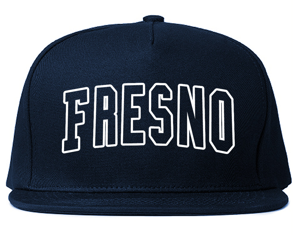 Fresno California Outline Mens Snapback Hat Navy Blue