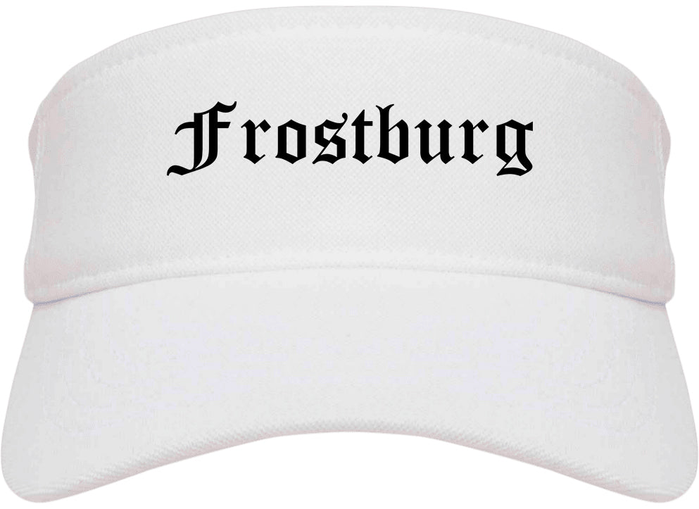 Frostburg Maryland MD Old English Mens Visor Cap Hat White