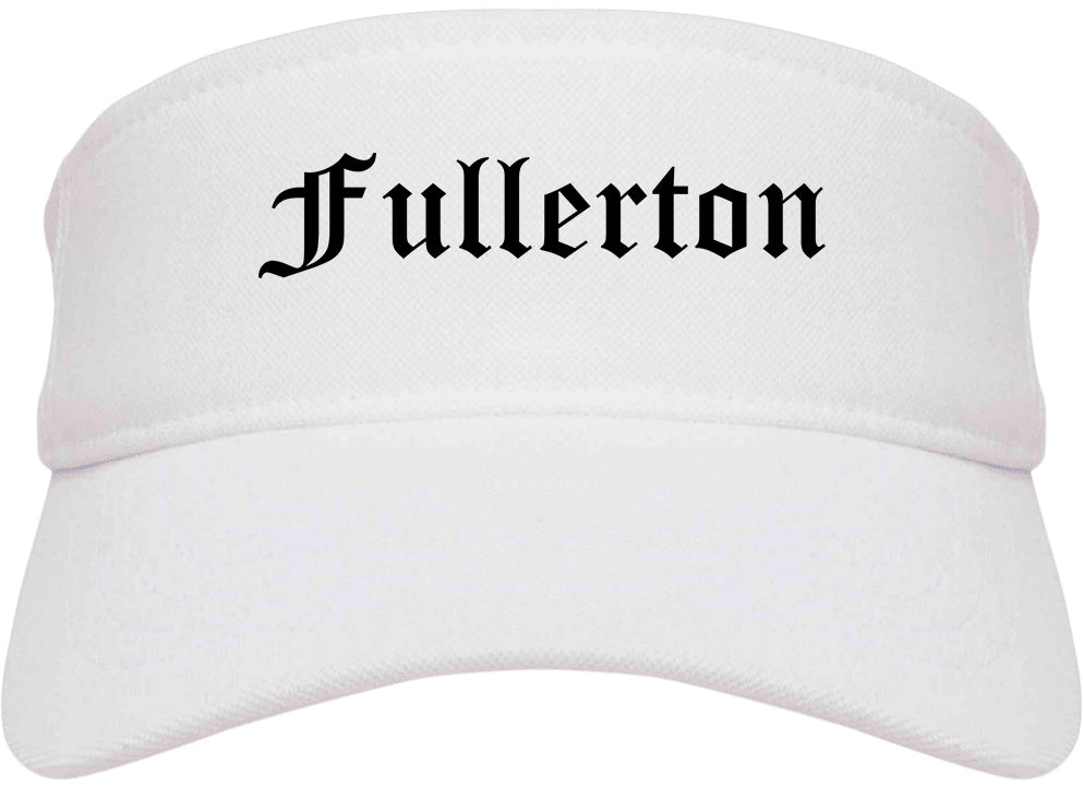 Fullerton California CA Old English Mens Visor Cap Hat White