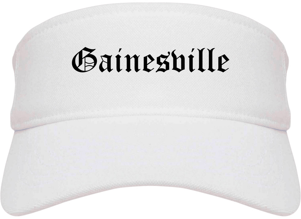 Gainesville Florida FL Old English Mens Visor Cap Hat White