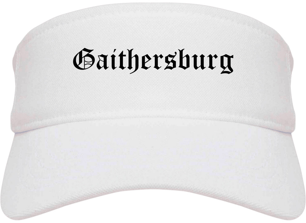 Gaithersburg Maryland MD Old English Mens Visor Cap Hat White