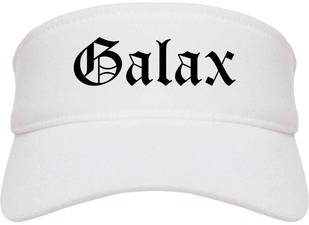 Galax Virginia VA Old English Mens Visor Cap Hat White
