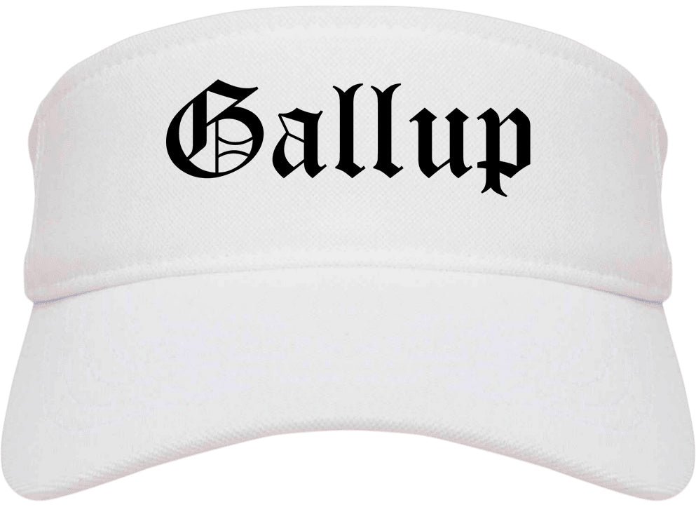 Gallup New Mexico NM Old English Mens Visor Cap Hat White