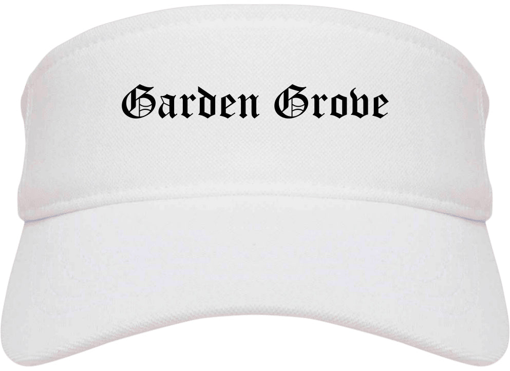 Garden Grove California CA Old English Mens Visor Cap Hat White