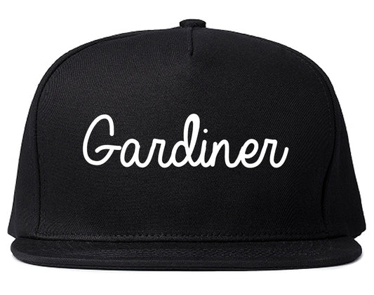 Gardiner Maine ME Script Mens Snapback Hat Black