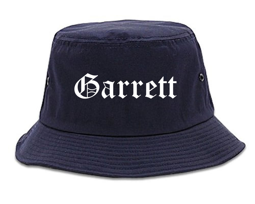 Garrett Indiana IN Old English Mens Bucket Hat Navy Blue
