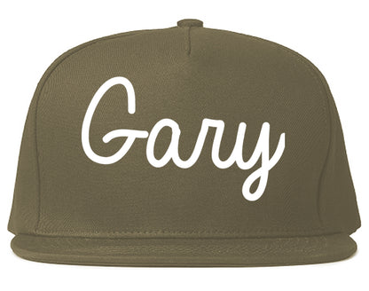 Gary Indiana IN Script Mens Snapback Hat Grey