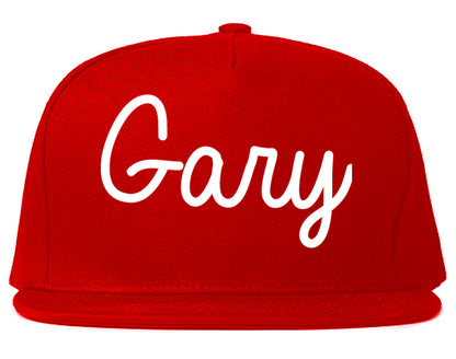 Gary Indiana IN Script Mens Snapback Hat Red