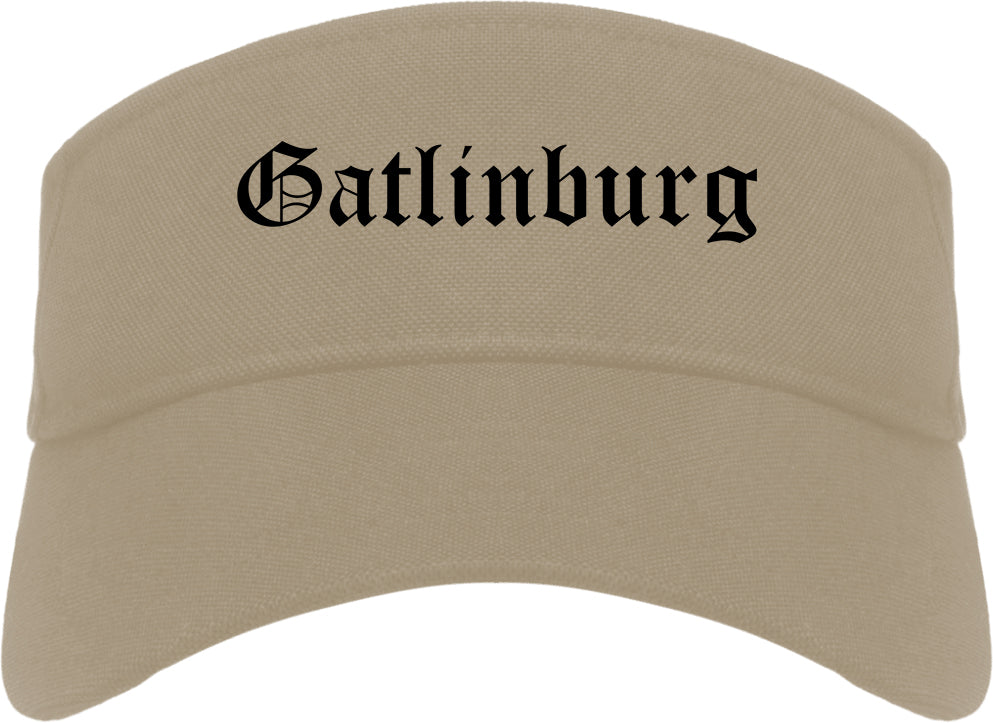 Gatlinburg Tennessee TN Old English Mens Visor Cap Hat Khaki