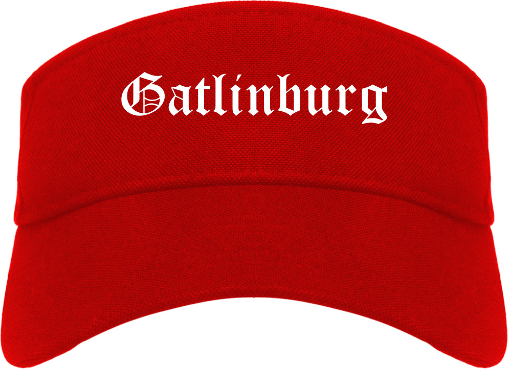 Gatlinburg Tennessee TN Old English Mens Visor Cap Hat Red