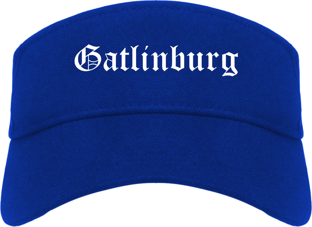 Gatlinburg Tennessee TN Old English Mens Visor Cap Hat Royal Blue