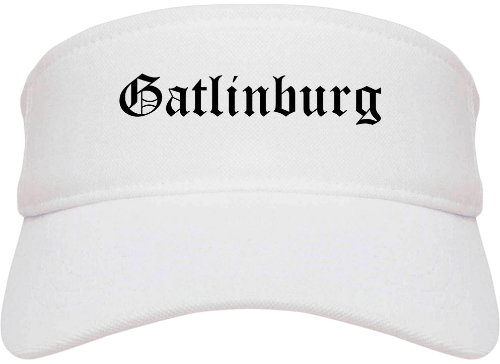 Gatlinburg Tennessee TN Old English Mens Visor Cap Hat White