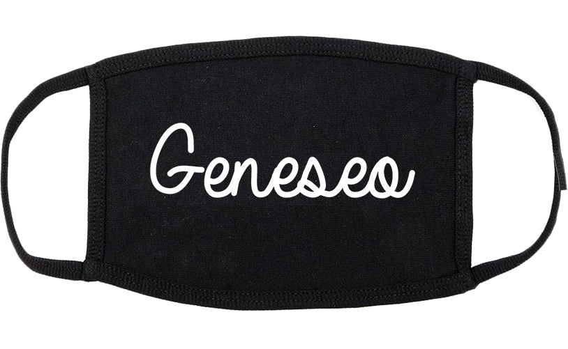 Geneseo Illinois IL Script Cotton Face Mask Black