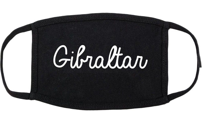 Gibraltar Michigan MI Script Cotton Face Mask Black