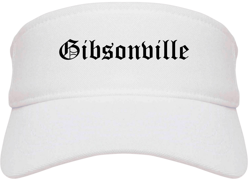 Gibsonville North Carolina NC Old English Mens Visor Cap Hat White