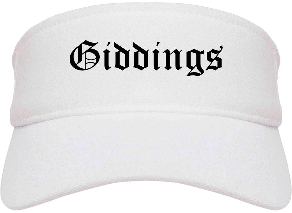 Giddings Texas TX Old English Mens Visor Cap Hat White