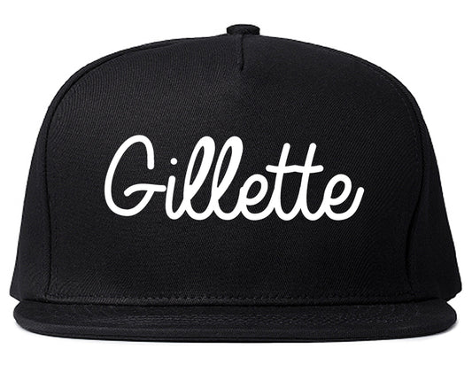 Gillette Wyoming WY Script Mens Snapback Hat Black