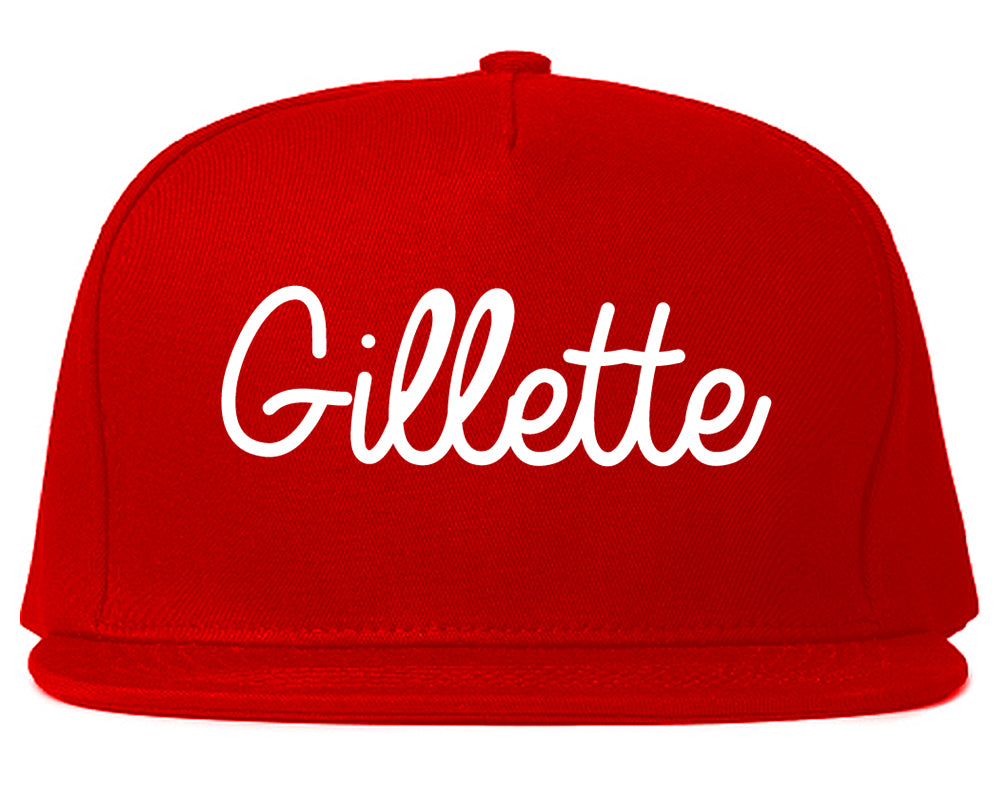 Gillette Wyoming WY Script Mens Snapback Hat Red