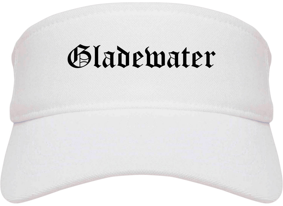 Gladewater Texas TX Old English Mens Visor Cap Hat White
